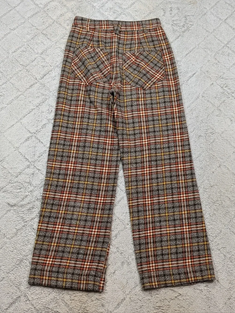 Free People Pants Womens 2 Brown Plaid Combo Shape Up Trouser Wide Straight